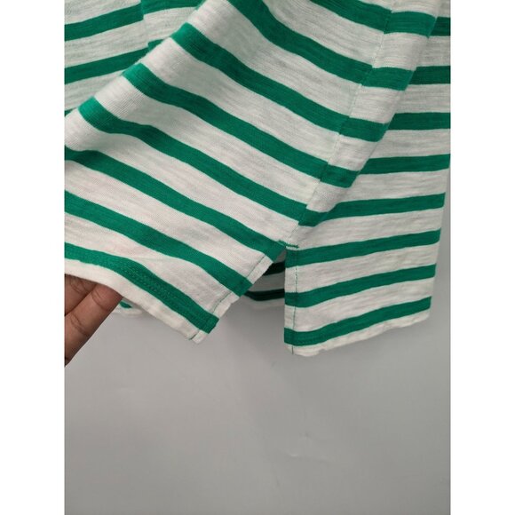 Striped Nautical Embellished Neckline Top Women Size L Tie Bow Back Coastal Soft - Picture 5 of 10